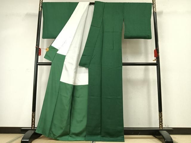 平和屋着物●上質な色無地 千歳緑色 正絹 fy 色無地 着物 着物 浴衣