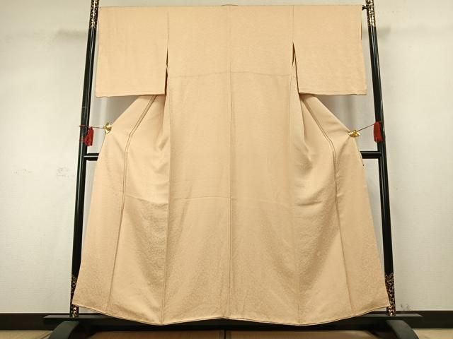 平和屋着物 上質な色無地 舞花地紋 香色 正絹 fy