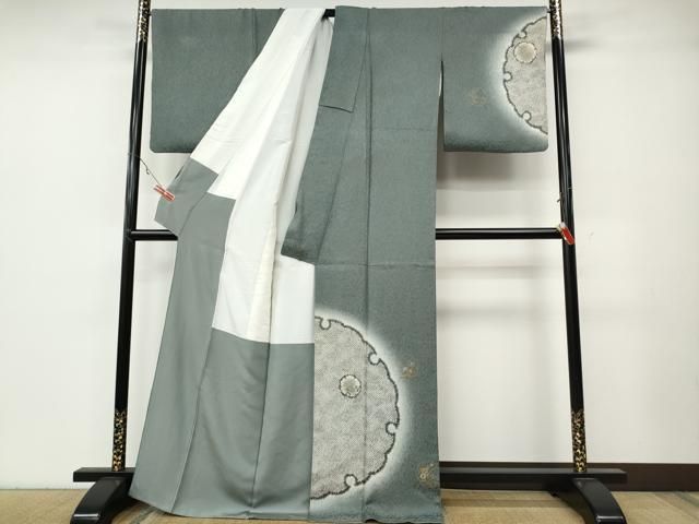 D733 訪問着　林淳一　雪輪　正絹　着物　袷　極美品 平和屋着物○訪問着 林淳一 竹屋町刺繍 雪輪花文 暈し染め 金彩 正絹