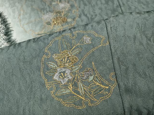 D733 訪問着　林淳一　雪輪　正絹　着物　袷　極美品 平和屋着物○訪問着 林淳一 竹屋町刺繍 雪輪花文 暈し染め 金彩 正絹