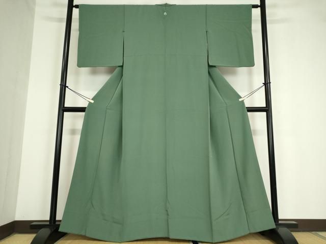 平和屋着物 上質な色無地 木賊色 正絹 az