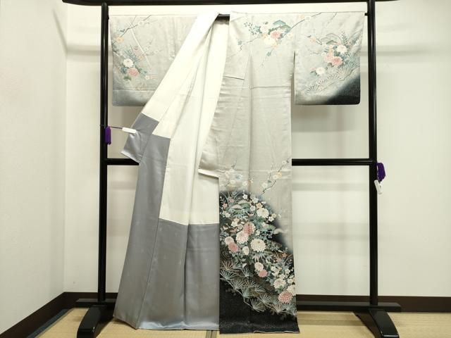 平和屋着物●訪問着　流水　松竹梅　たたき染め　金彩　正絹　逸品　CABA8855dy 平和屋着物○訪問着 流水 松竹梅 たたき染め 金彩 正絹 逸品