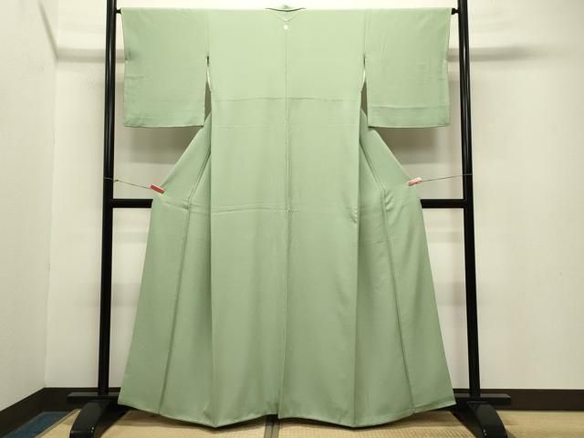 平和屋着物 上質な色無地 若菜色 正絹 gh