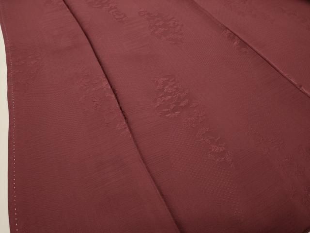 平和屋着物●上質な色無地 花唐草地紋 葡萄茶色 正絹 gh 着痩せ効果 色無地 