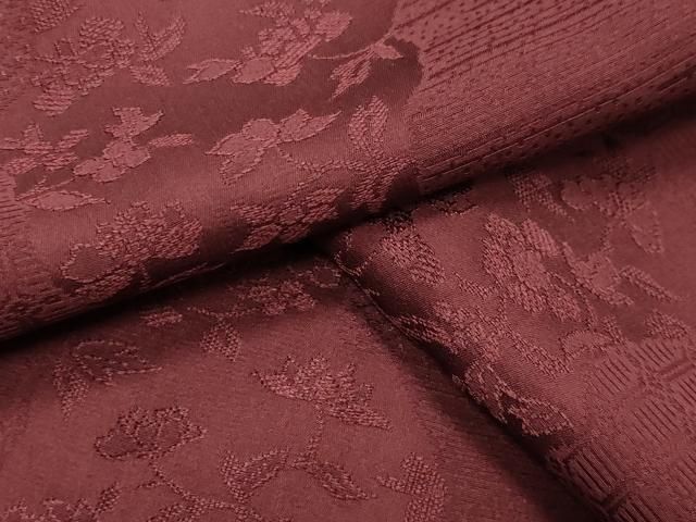 平和屋着物●上質な色無地 花唐草地紋 葡萄茶色 正絹 gh