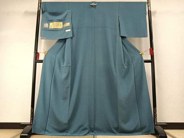 平和屋着物 上質な色無地 草木染 薄縹色 丹後ちりめん 反端付き 正絹 fy