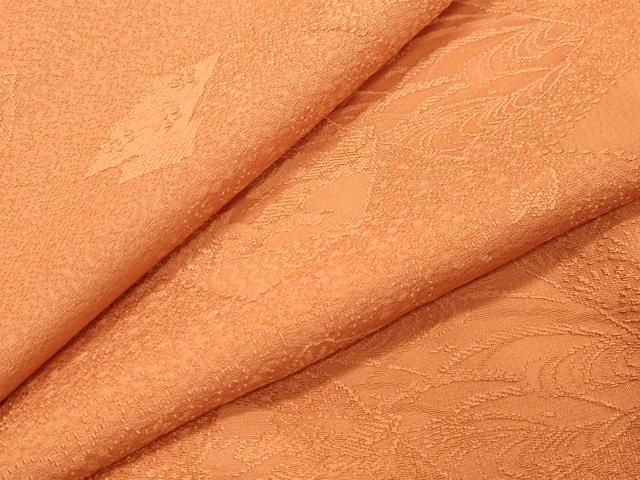 平和屋着物○上質な色無地 色紙重ね吉祥地紋 黄茶色 鈴乃屋扱い 正絹