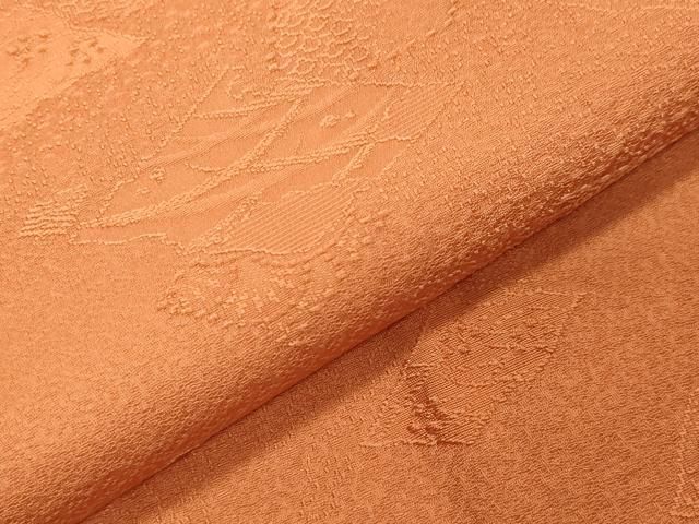 平和屋着物○上質な色無地 色紙重ね吉祥地紋 黄茶色 鈴乃屋扱い 正絹