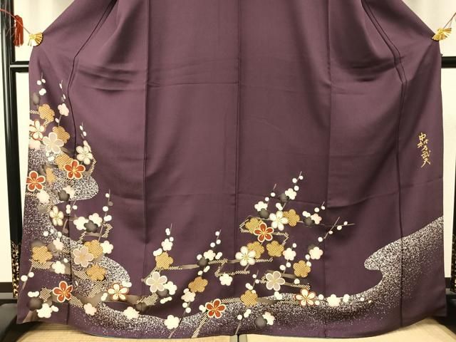 平和屋着物○皇室デザイナー 中村乃武夫 訪問着 友禅 草花文 平和屋着物
