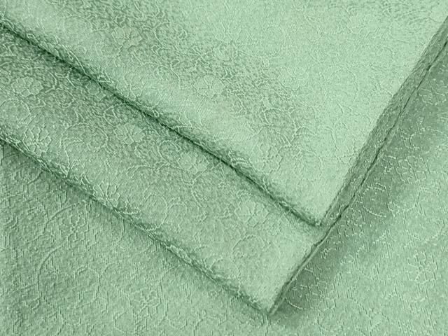 平和屋着物●上質な色無地 花唐草地紋 柳染色 正絹 yc