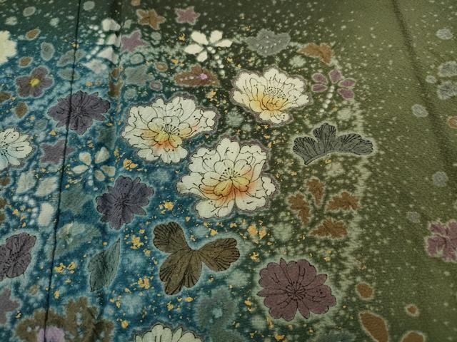 平和屋着物○吉乃一廉 幻の辻が花 訪問着 絞り 舞花文 暈し染め 金彩