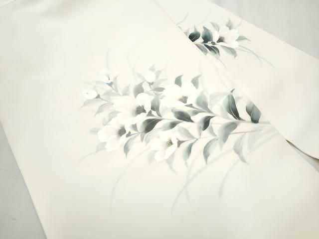 平和屋着物 塩瀬 九寸名古屋帯 作家物 手描き 枝花文 金彩 正絹 hy