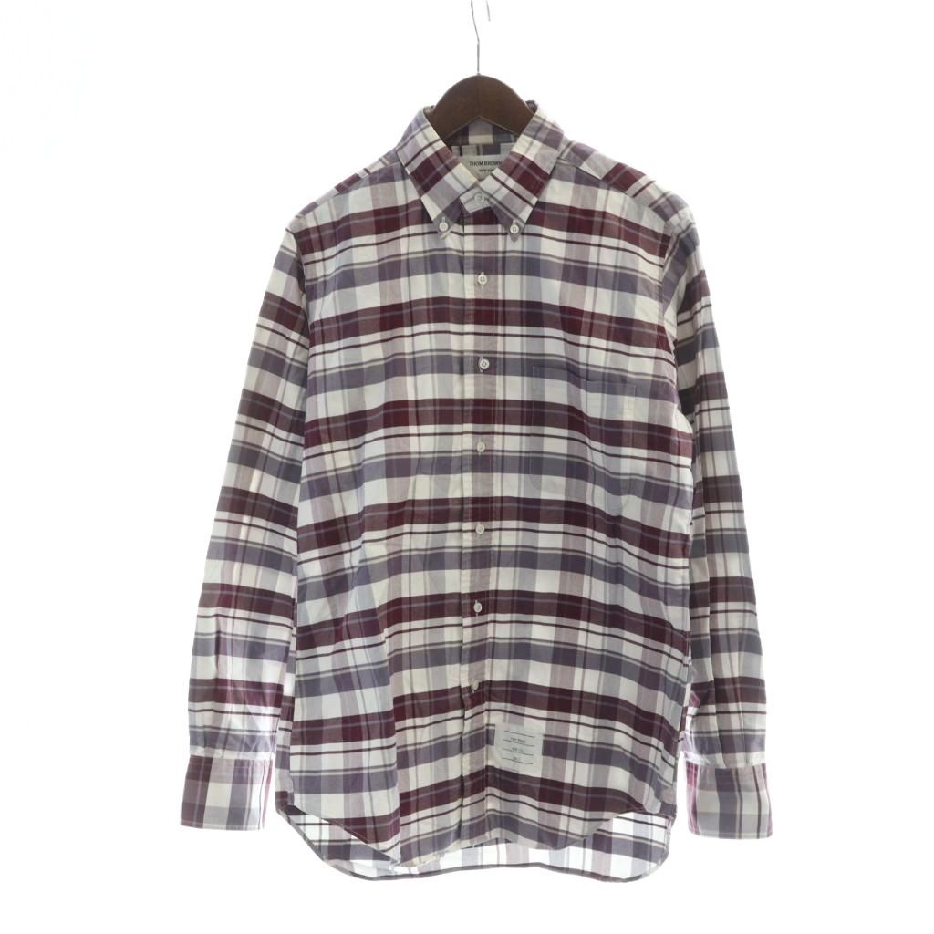 トムブラウン THOM BROWNE 長袖シャツ ステンカラー ボタンダウン ロゴ