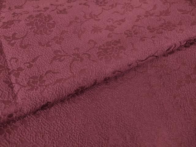 平和屋着物●上質な色無地 牡丹唐草地紋 暗紅色 正絹 az ベージュ系 口コミ多数