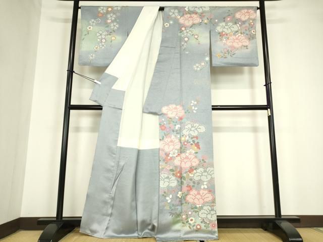 平和屋着物●訪問着　草花文　暈し染め　金彩　ますいわ屋扱い　正絹　逸品　DAAY9642az 平和屋着物○訪問着 絞り 草花文 暈し染め 金彩 正絹 逸品 DAAY9645az