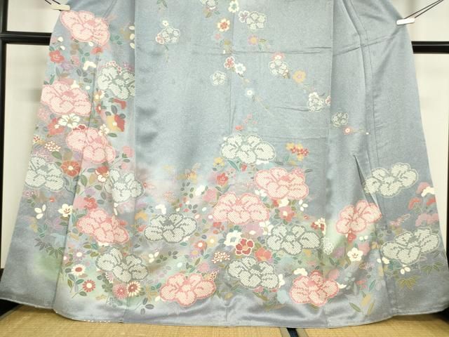 平和屋着物○訪問着 絞り 草花文 暈し染め 金彩 正絹 逸品 DAAY9645az