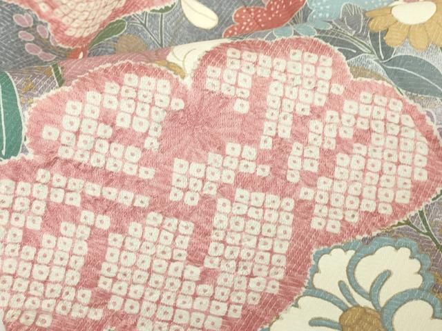 平和屋着物○訪問着 絞り 草花文 暈し染め 金彩 正絹 逸品 DAAY9645az