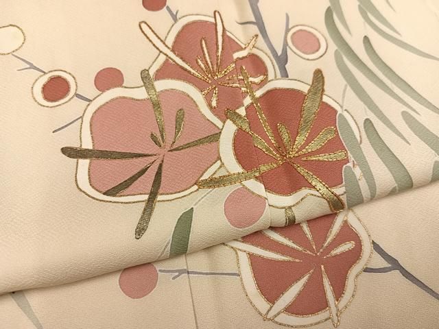 平和屋着物●訪問着　駒刺繍　梅笹　金彩　正絹　逸品　未使用　AABD9857ph 平和屋着物○訪問着 駒刺繍 梅笹 金彩 正絹 逸品 未使用 AABD9857ph