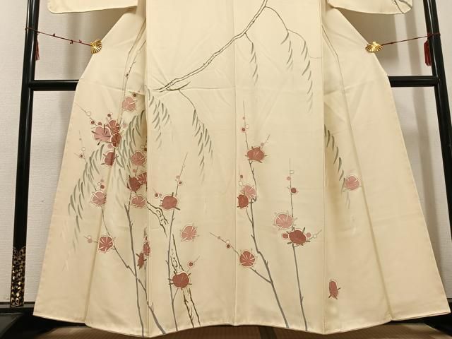 平和屋着物○訪問着 駒刺繍 梅笹 金彩 正絹 逸品 未使用 AABD9857ph