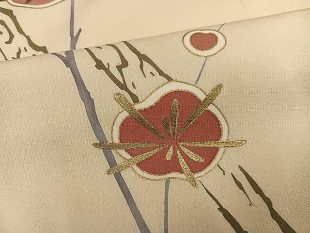 平和屋着物○訪問着 駒刺繍 梅笹 金彩 正絹 逸品 未使用 AABD9857ph