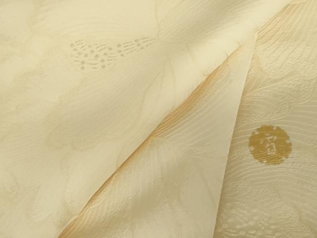 平和屋着物●ジャパンオートクチュール 渡辺雪三郎 色無地 花尽くし地紋 鳥の子色 正絹 cs