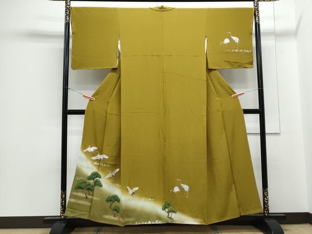 平和屋着物▽訪問着 単衣 飛鶴立波風景文 暈し染め 金彩 正絹 逸品