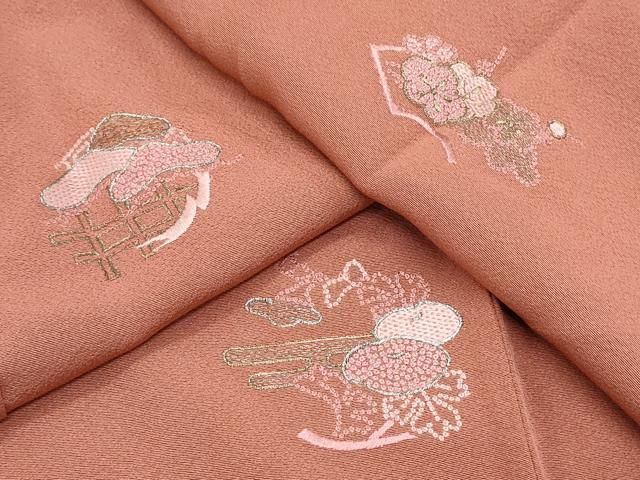 平和屋着物▽中国三大刺繍 相良刺繍 総刺繍 訪問着 草花文 金銀糸 正絹