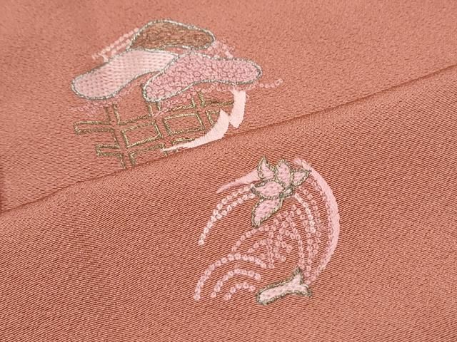 平和屋着物▽中国三大刺繍 相良刺繍 総刺繍 訪問着 草花文 金銀糸 正絹