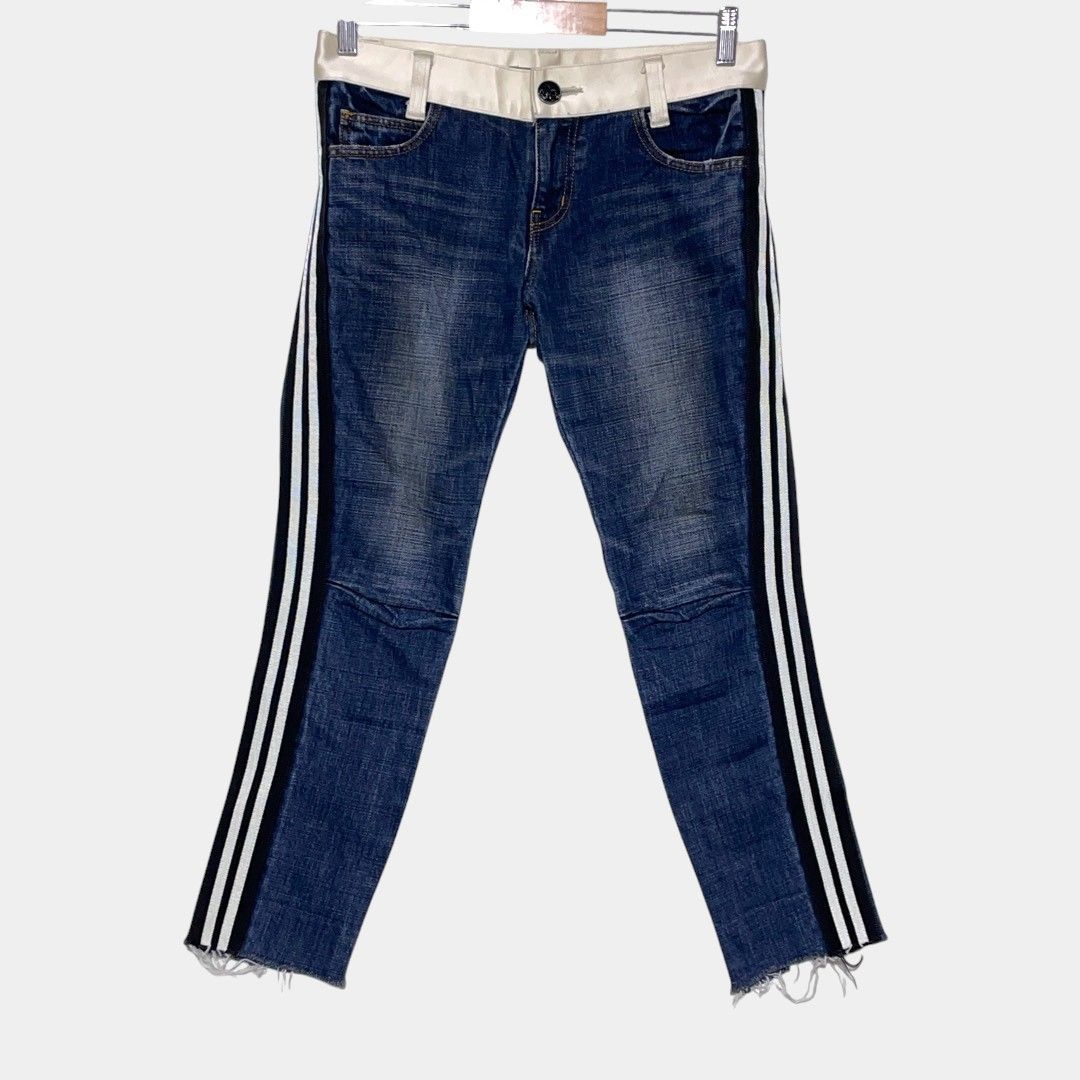 ダブル クロージング サイドライン ストライプ ジーンズ