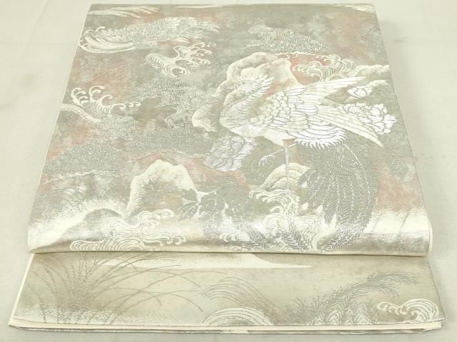 SO-417 袋帯 六通 正絹 落款 美保姿 鳳凰 華 結 高級 逸品 平和屋着物◎六通柄袋帯 鳳凰花文 銀糸 引箔 正絹 逸品 DAAY6763qp