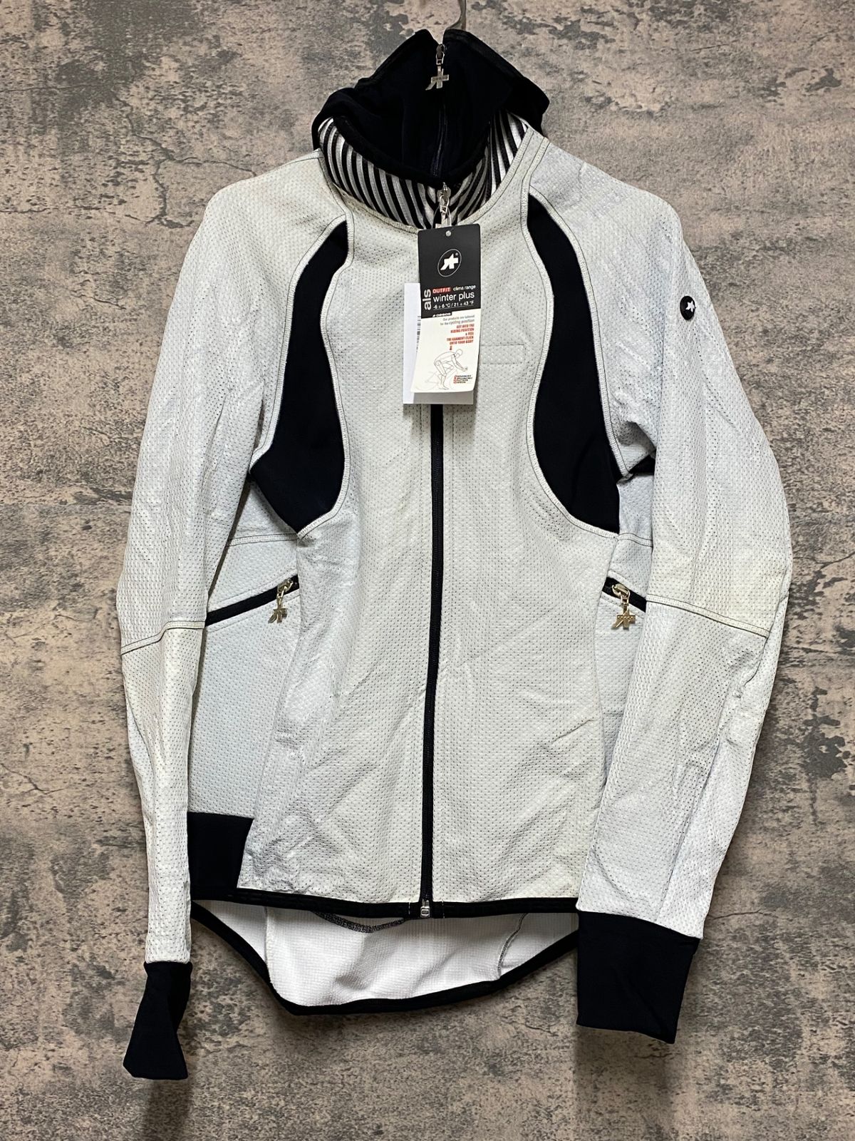 JQ 218 アソス assos AIR BLOCK 851 winter plus 長袖サイクルジャケット 白黒 M 裏起毛