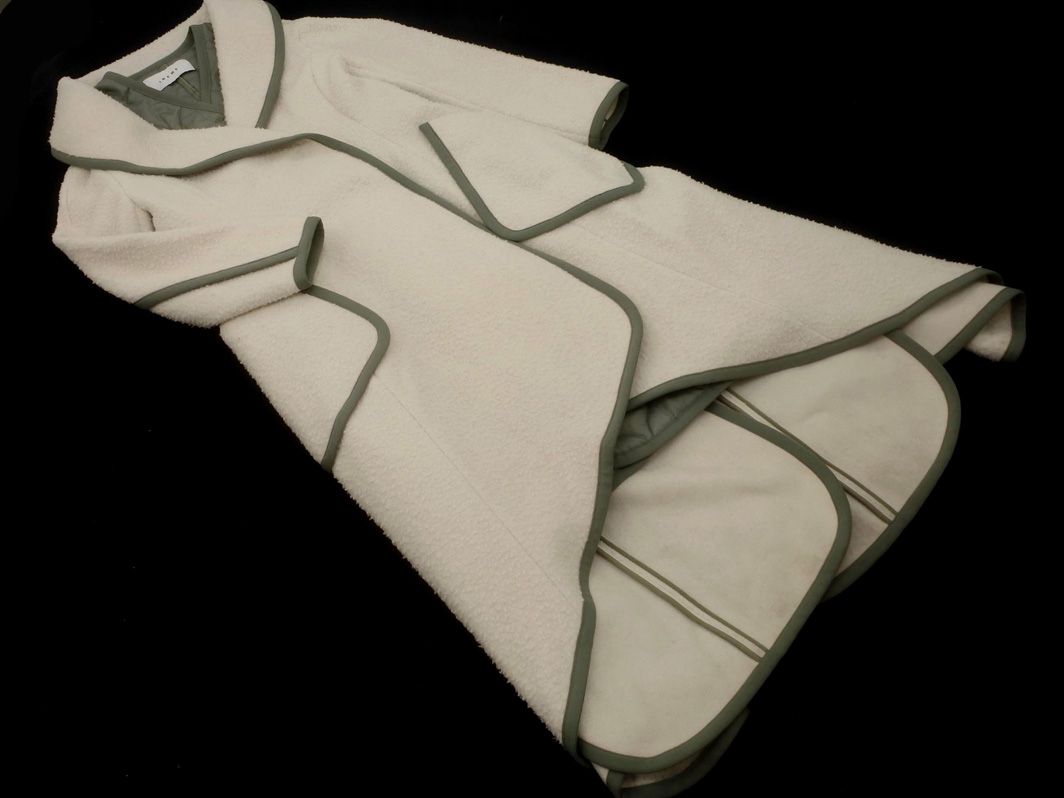 IRENE アイレネ 19A89001 ウール混 ライナー付 レイヤード ロング コート size36/オフホワイトｘ緑 ◇■◎レディース