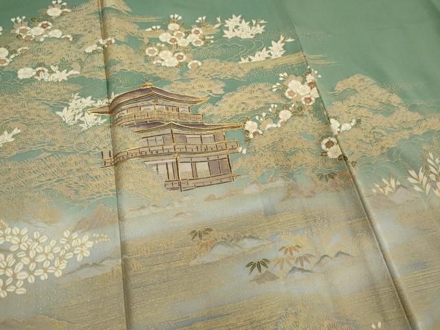 平和屋着物□訪問着 駒刺繍 風景草花文 暈し染め 金彩 正絹 逸品