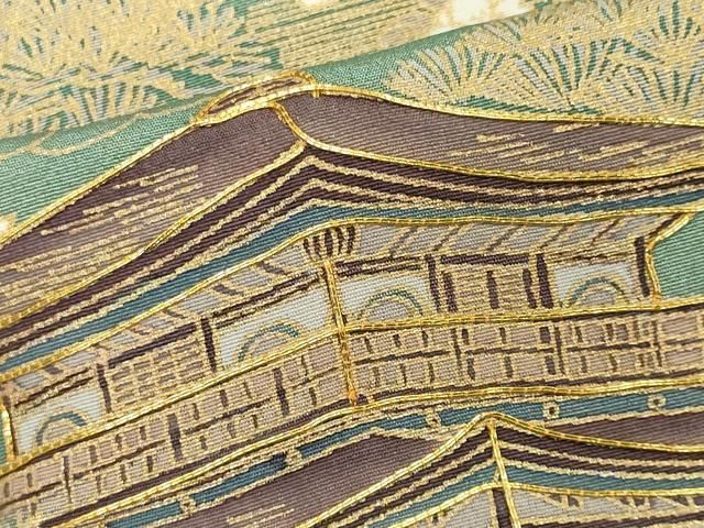 平和屋着物□訪問着 駒刺繍 風景草花文 暈し染め 金彩 正絹 逸品