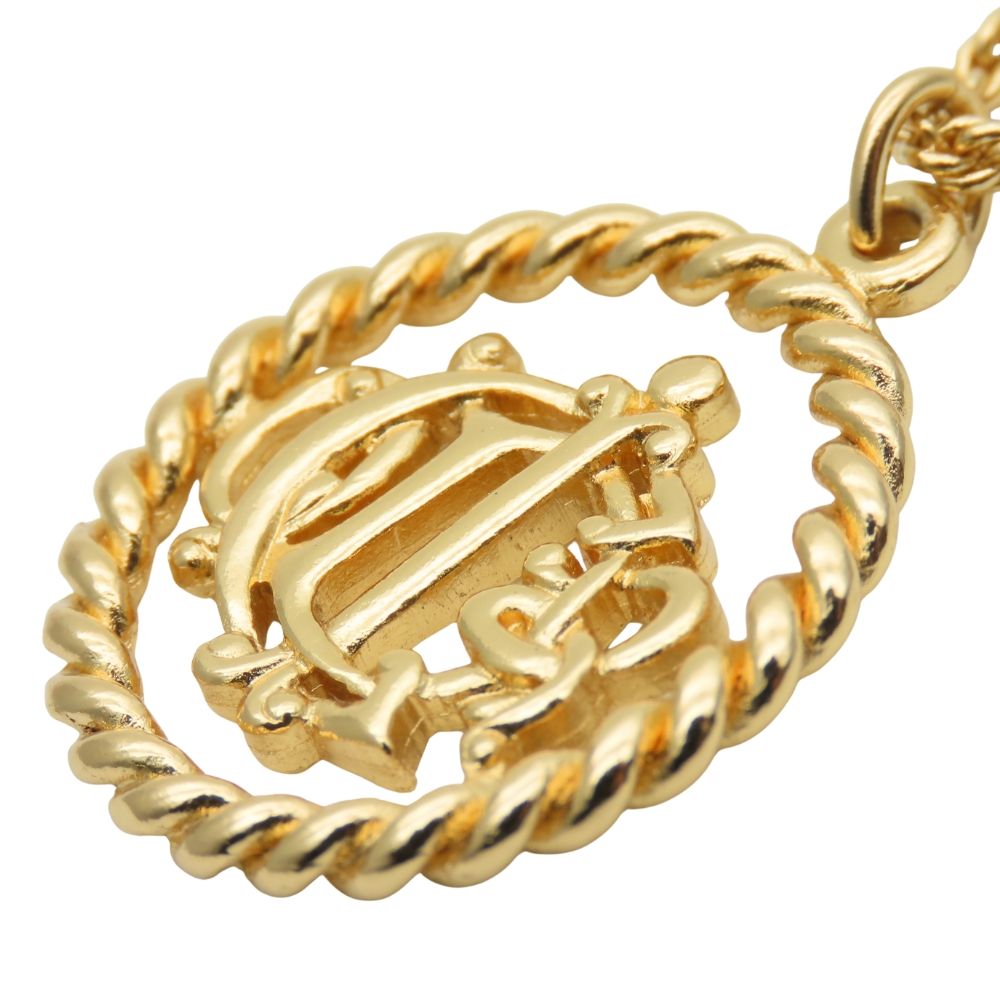 中古】 クリスチャンディオール ネックレス ロゴ メタル ゴールド