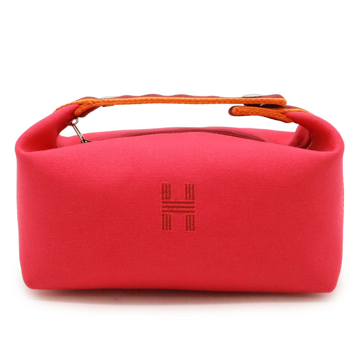 HERMES エルメス ブリッド ア ブラック PM バス用ポーチ 化粧ポーチ コスメポーチ ハンドバッグ キャンバス ハイビスカス ピンク シルバー金具 HERMES エルメス ブリッド ア ブラック PM バス用ポーチ 化粧ポーチ