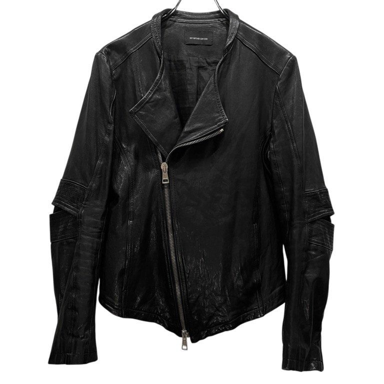 DIET BUTCHER SLIM SKIN 10SS ラムレザー前下がり裾ノーカラーダブル