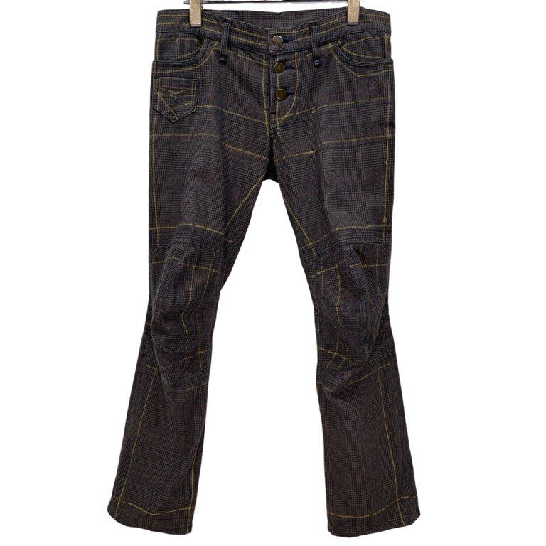 00s NEMETH クリストファー ネメス パンツ チェック ワイド サルエル Christopher Nemeth ハンドペイントチェック立体裁断パンツ Archive