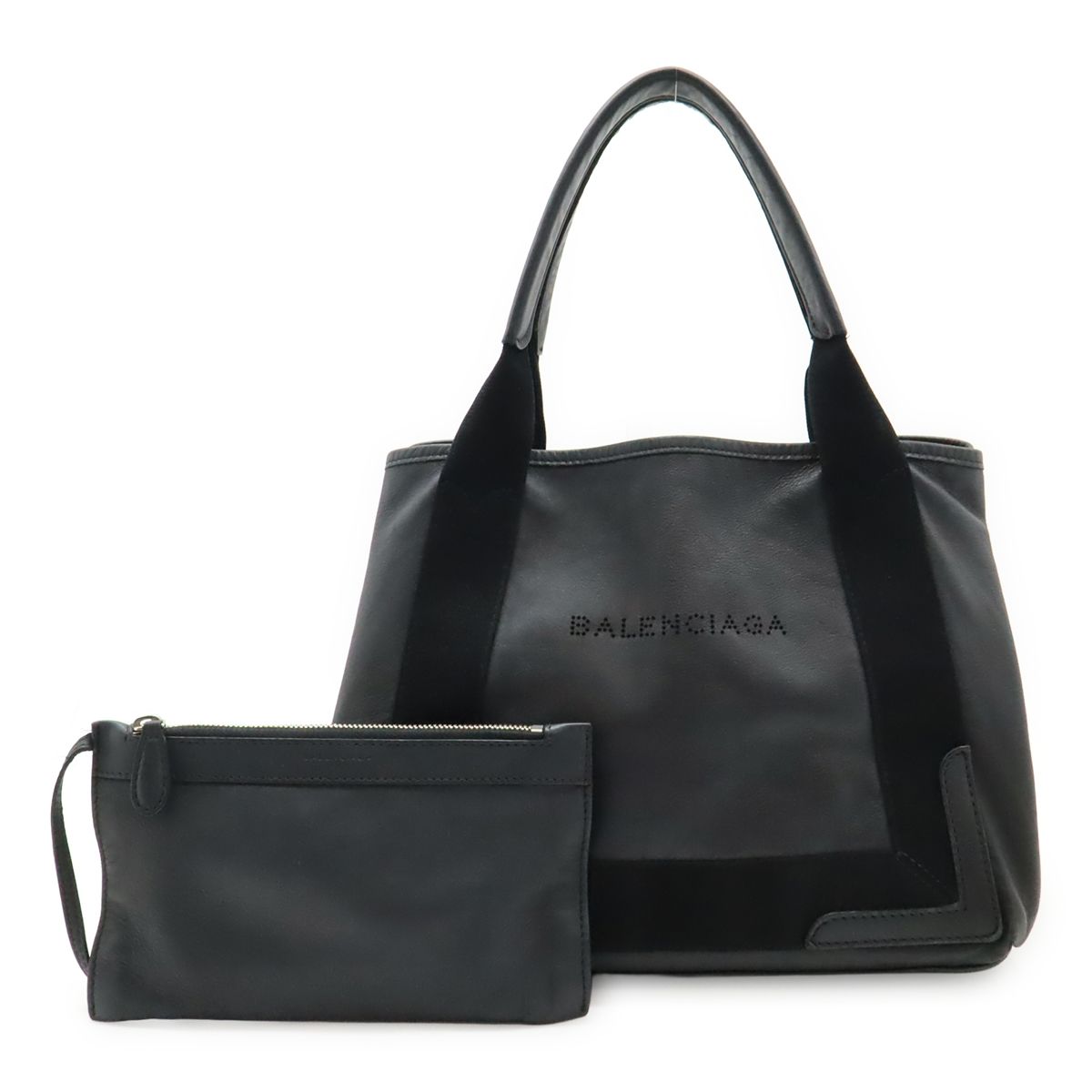 ✨美品✨BALENCIAGA　ネイビーカバスS　ハンド　パンチング　レザー　黒 BALENCIAGA バレンシアガ ネイビーカバス S トートバッグ ハンドバッグ