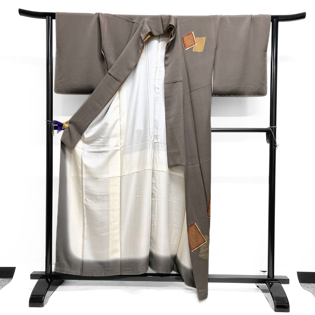 付け下げ 刺繍 金彩 絞り 色紙重ね 鹿の子 波 着物 115b d ms - メルカリ