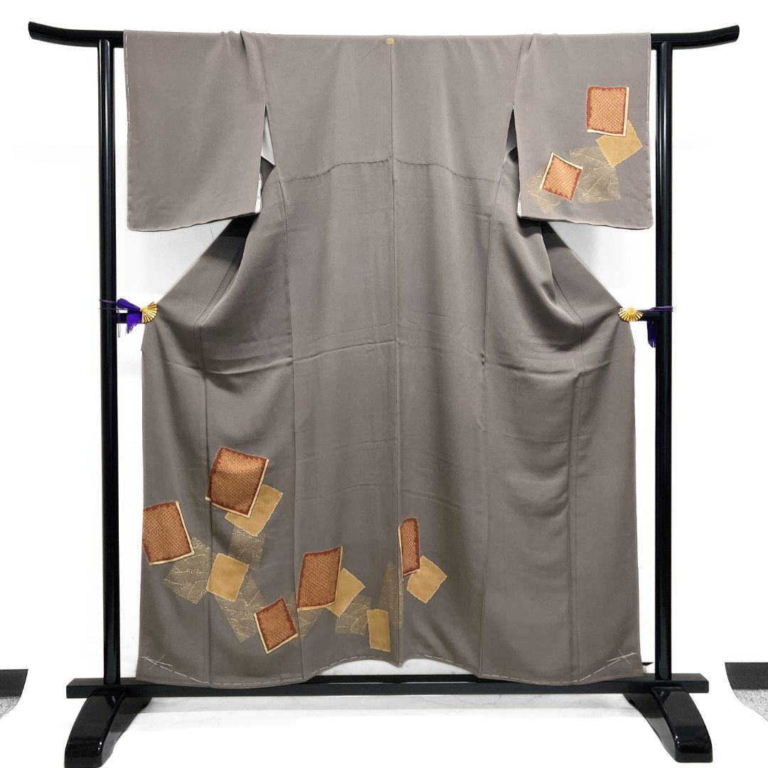 付け下げ 刺繍 金彩 絞り 色紙重ね 鹿の子 波 着物 115b d ms - メルカリ