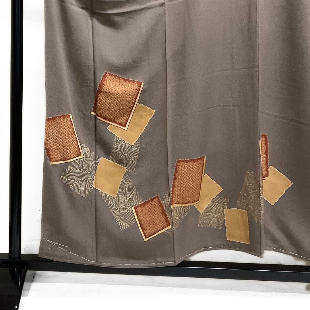 付け下げ 刺繍 金彩 絞り 色紙重ね 鹿の子 波 着物 115b d ms - メルカリ