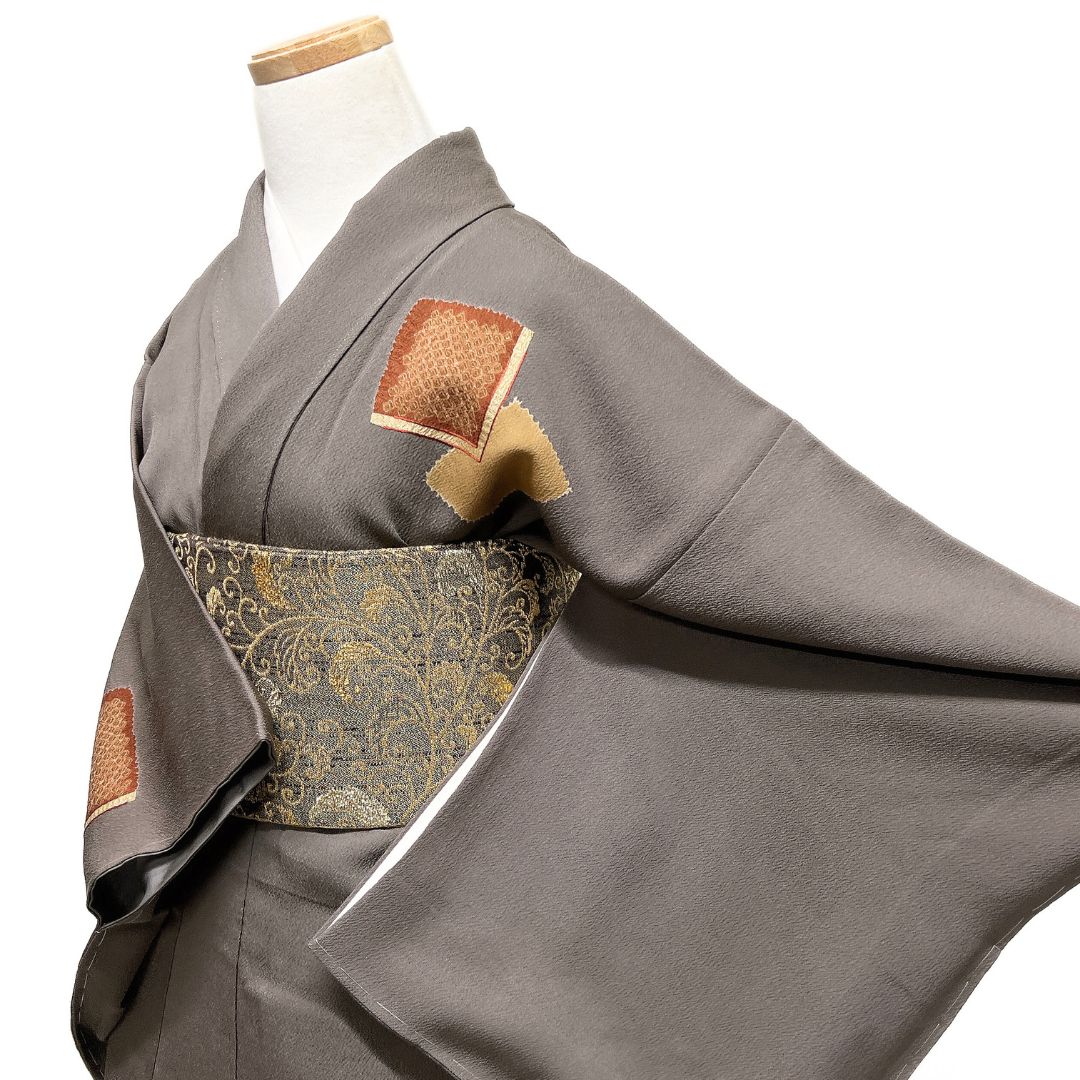 付け下げ 刺繍 金彩 絞り 色紙重ね 鹿の子 波 着物 115b d ms - メルカリ