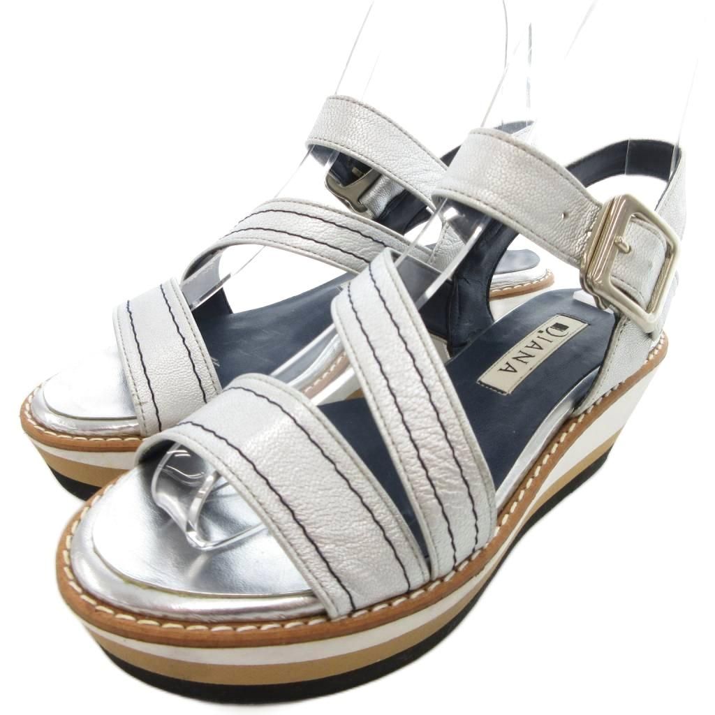 ダイアナ DIANA ベルトストラップサンダル 厚底 21 1/2 シルバーカラー