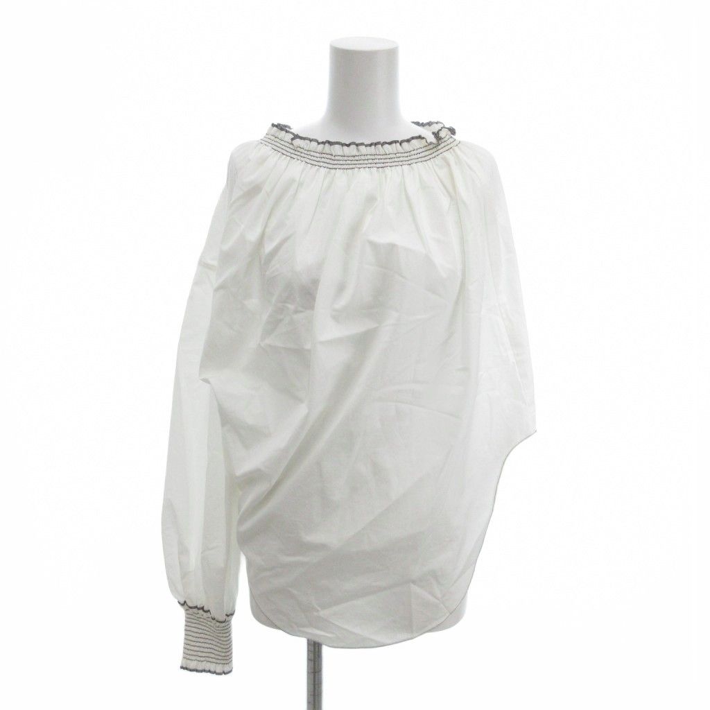ニナリッチ NINA RICCI ワンアーム変形ブラウス シャツ 36 ホワイト 白