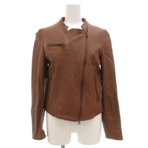 23区 オンワード樫山 ラムレザー ライダースジャケット 羊革 40 ジップ