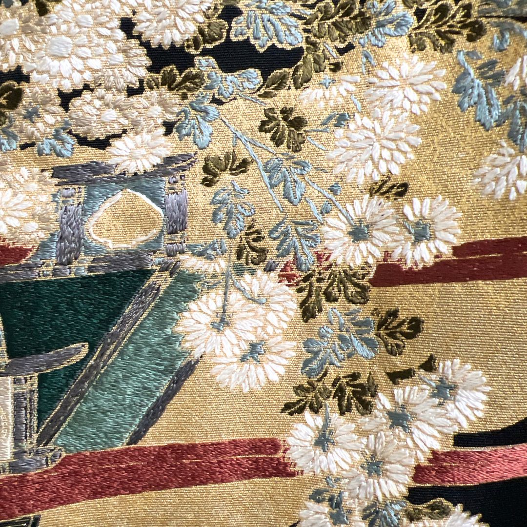 作家もの 黒留袖 刺繍 金彩 花車 ヱ霞 雲 着物 115b d ms - メルカリ