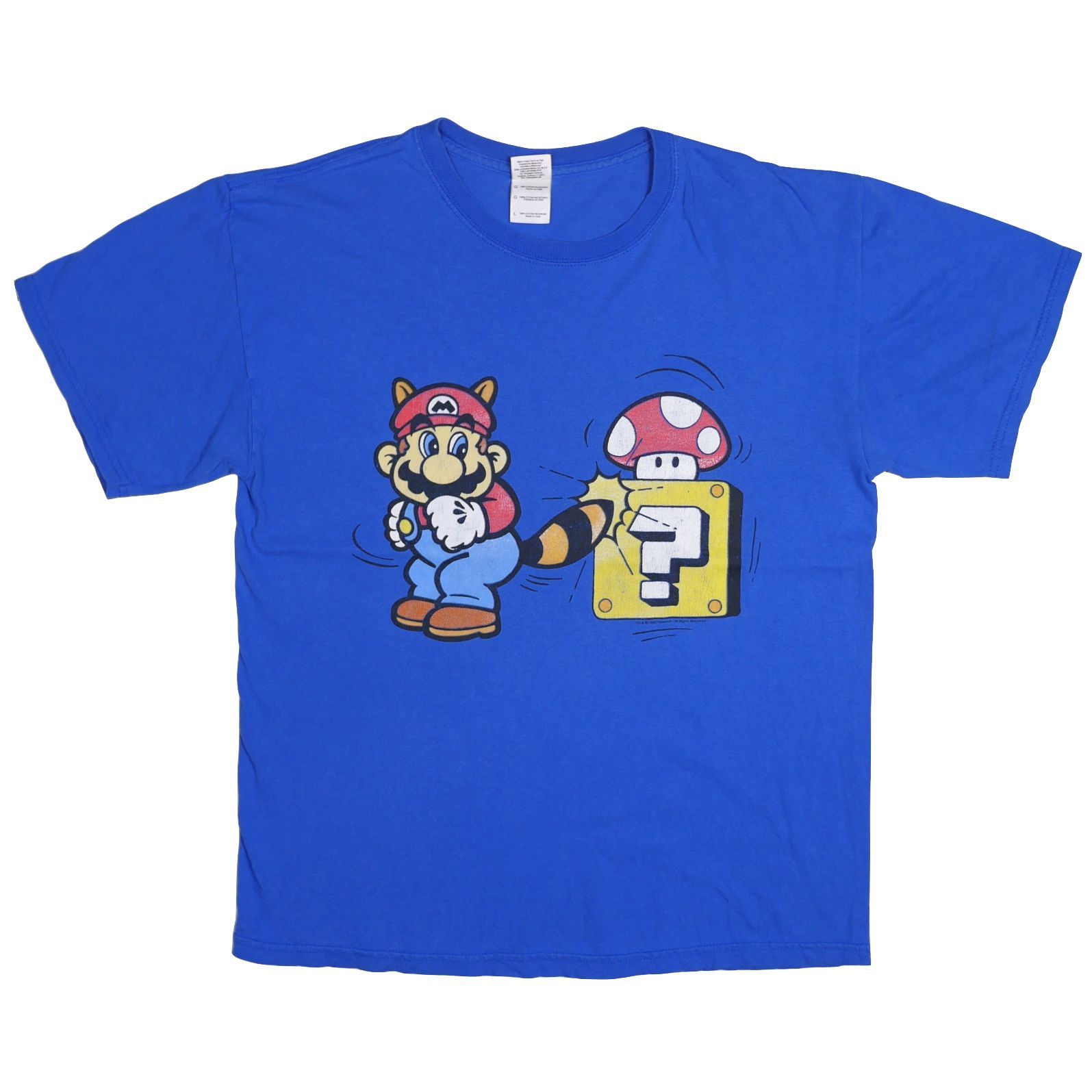 L】00s スーパーマリオブラザーズ しっぽマリオ Tシャツ GILDAN 任天堂 