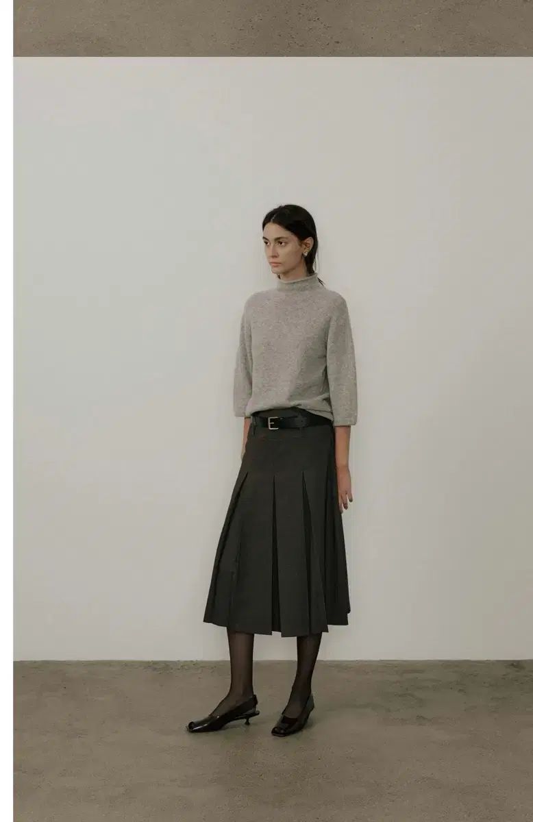 Pleats Belt Skirt ザ リール プリーツ ベルト スカート ブラウン