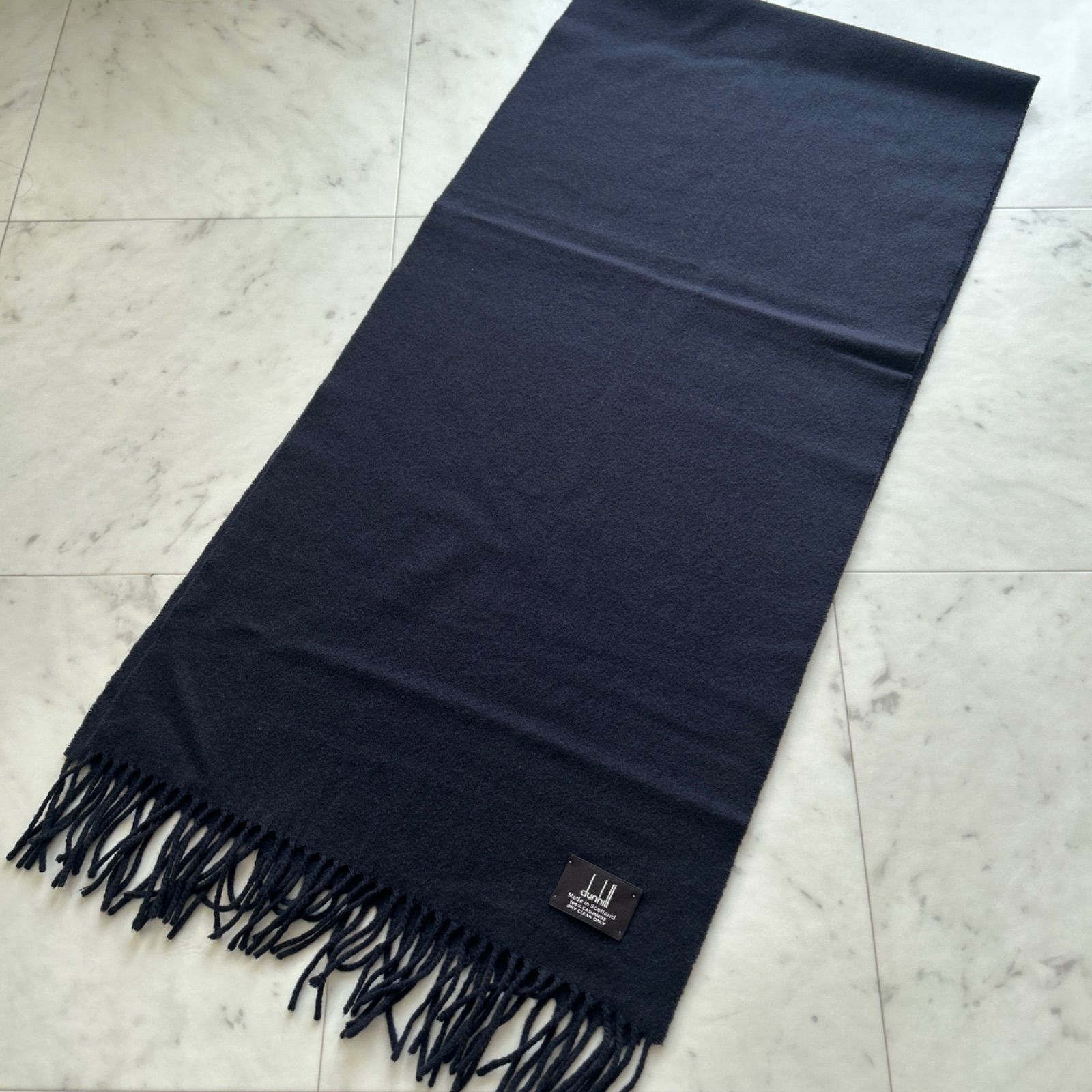 dunhill ダンヒル カシミヤ100 マフラー ブラック 美品 フリンジ